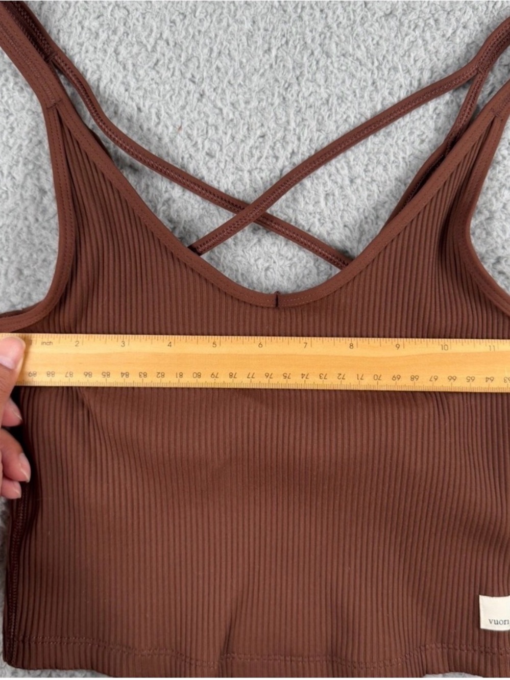 Vuori Ribbed Crop Tank Top in Brown - Picture 3 of 4